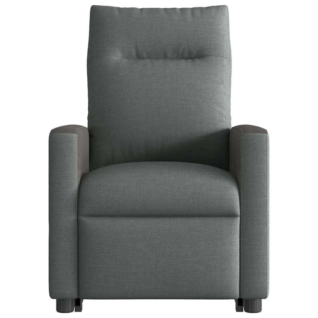 vidaXL Poltrona Alzapersona Massaggi Elettrica Grigio Scuro Tessuto