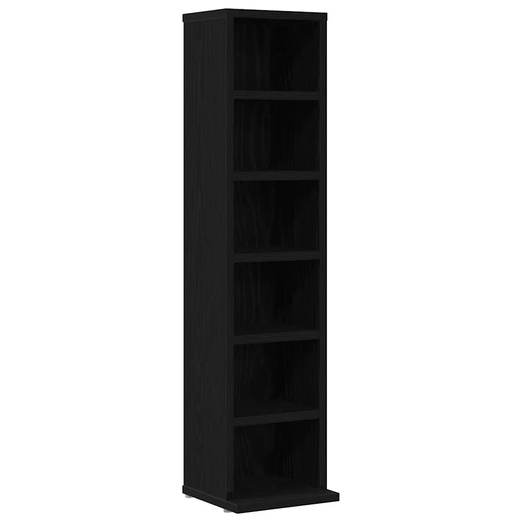 Mobile Porta CD Rovere Nero 21x20x88 cm in Legno Multistrato 862421
