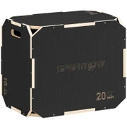 Plyo Box 3 in 1 in legno, antiscivolo senza spigoli con aperture per maniglie, 61/51/40,5 cm, Nero
