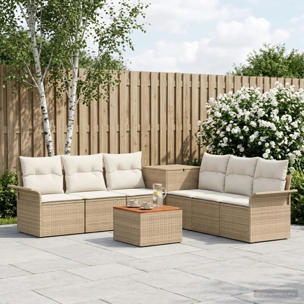 Set di divani 8 pz Beige e Bianco Crema 3448018
