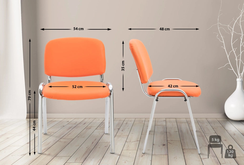 Sedia ospite impilabile KEN in similpelle arancione