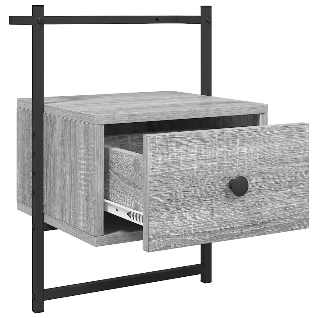 Comodino | Armadio da Notte | Mobiletto da notte a Muro Grigio Sonoma 35x30x51 cm Legno Multistrato