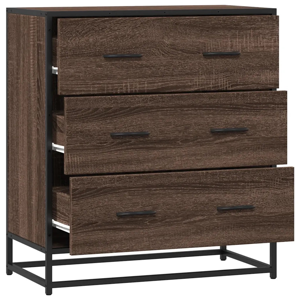 Credenza Rovere Marrone 68x35x76 cm in Truciolato e Metallo