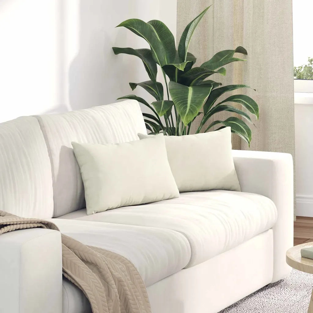 Cuscini da Divano 2 pz | Cuscini per sedie Crema 50 x 30 cm Tessuto in Cords