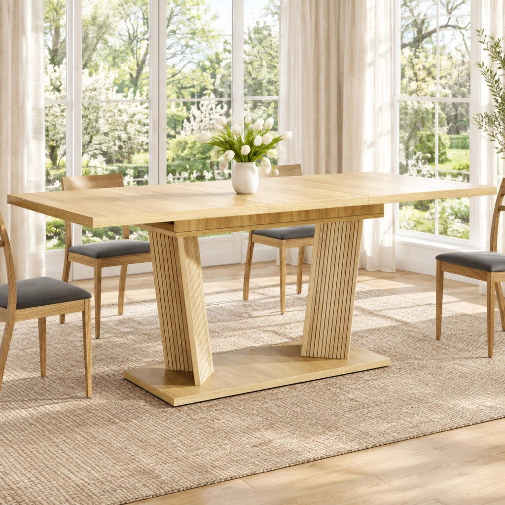 TAVOLO da pranzo allungabile 120-160 x 80 cm MDF Naturale e Marrone Chiaro