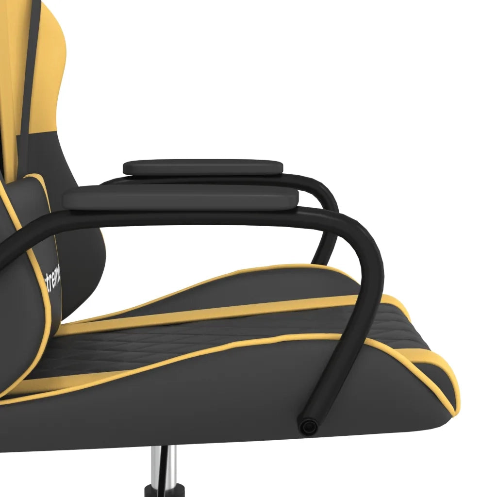 Sedia da Gaming | Sedia da e-sports Massaggiante Nero e Oro in Similpelle