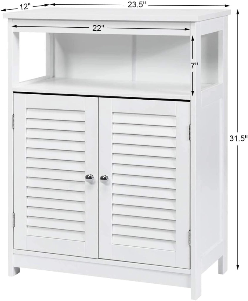 Armadietto Mobile Bagno Autoportante, con 2 Ante Legno e Ripiani Regolabili in Altezza, 3 Livelli, Multiuso e Salvaspazio, 30x60x80 cm (Bianco)