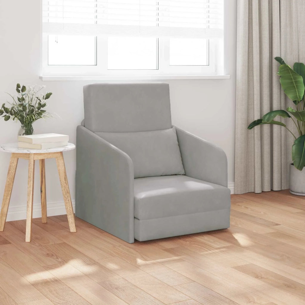 Divano Letto Pieghevole-Sofa Letto-Daybed-Divanetto Grigio chiaro 65 x 80 x 83 cm Velluto