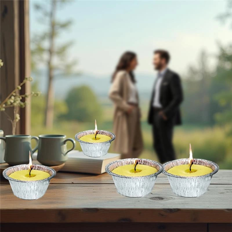 SET 4 CANDELE ALLA CITRONELLA BASE IN ALLUMINIO PER USO ESTERNO CON SPAGO DURATA +10H