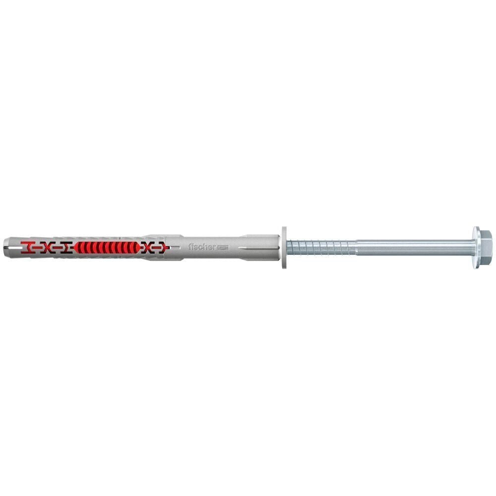 Fischer 562168 DuoXpand Tassello prolungato bimateriale 10x100 mm con vite premontata a testa esagonale flangiata e impronta Torx TX40 colore Grigio-Rosso