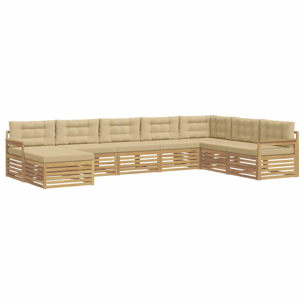 Set di divani da esterno con cuscino 8 pcs Bianco e Beige