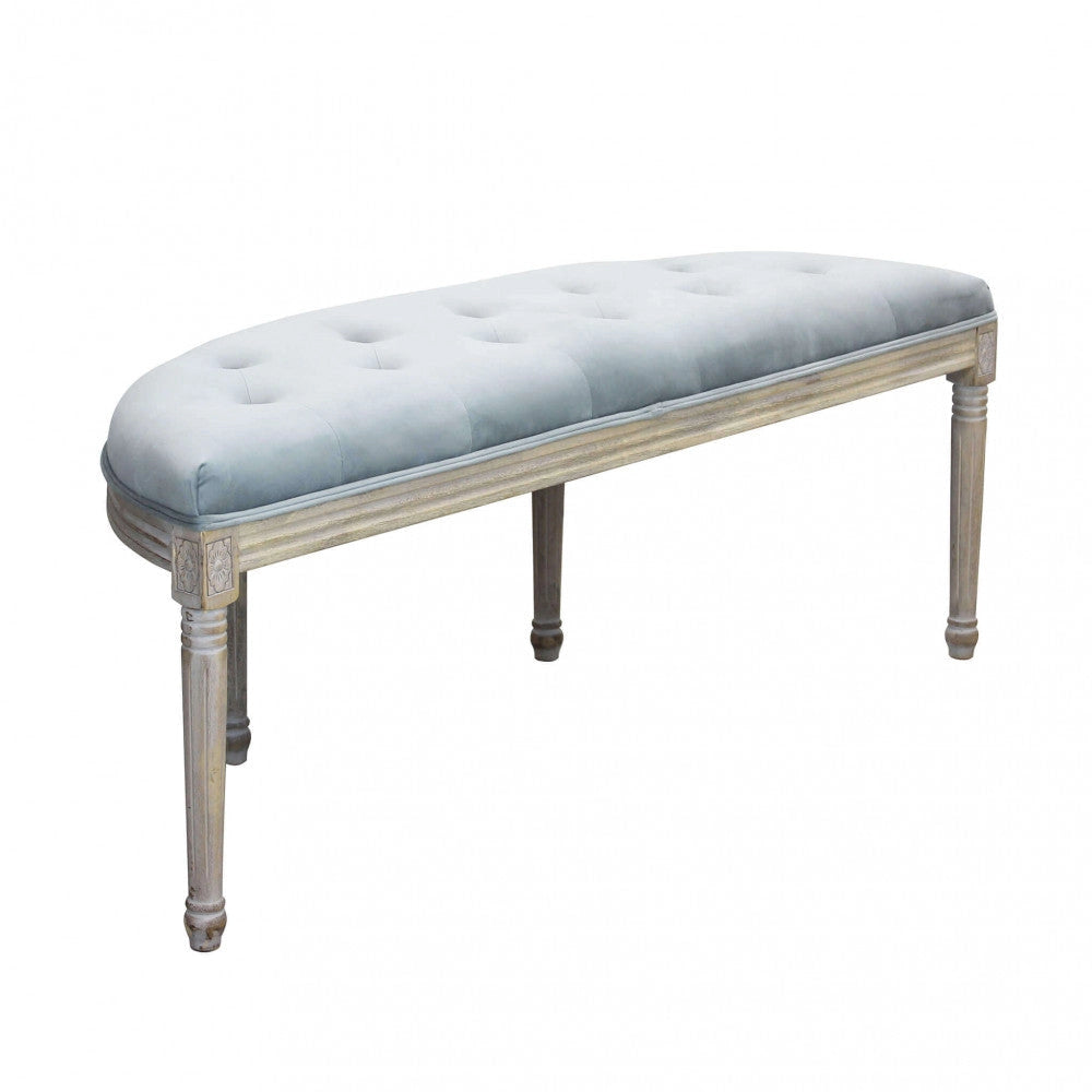 Panca Margi in Velluto Grigio 125x45x48 h cm in Legno Grigio