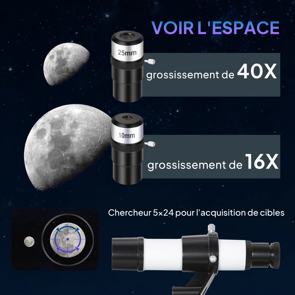 Telescopio astronomico per adulti e principianti 70 mm ¨C zephmum ¨C 80x80x135 cm bianco