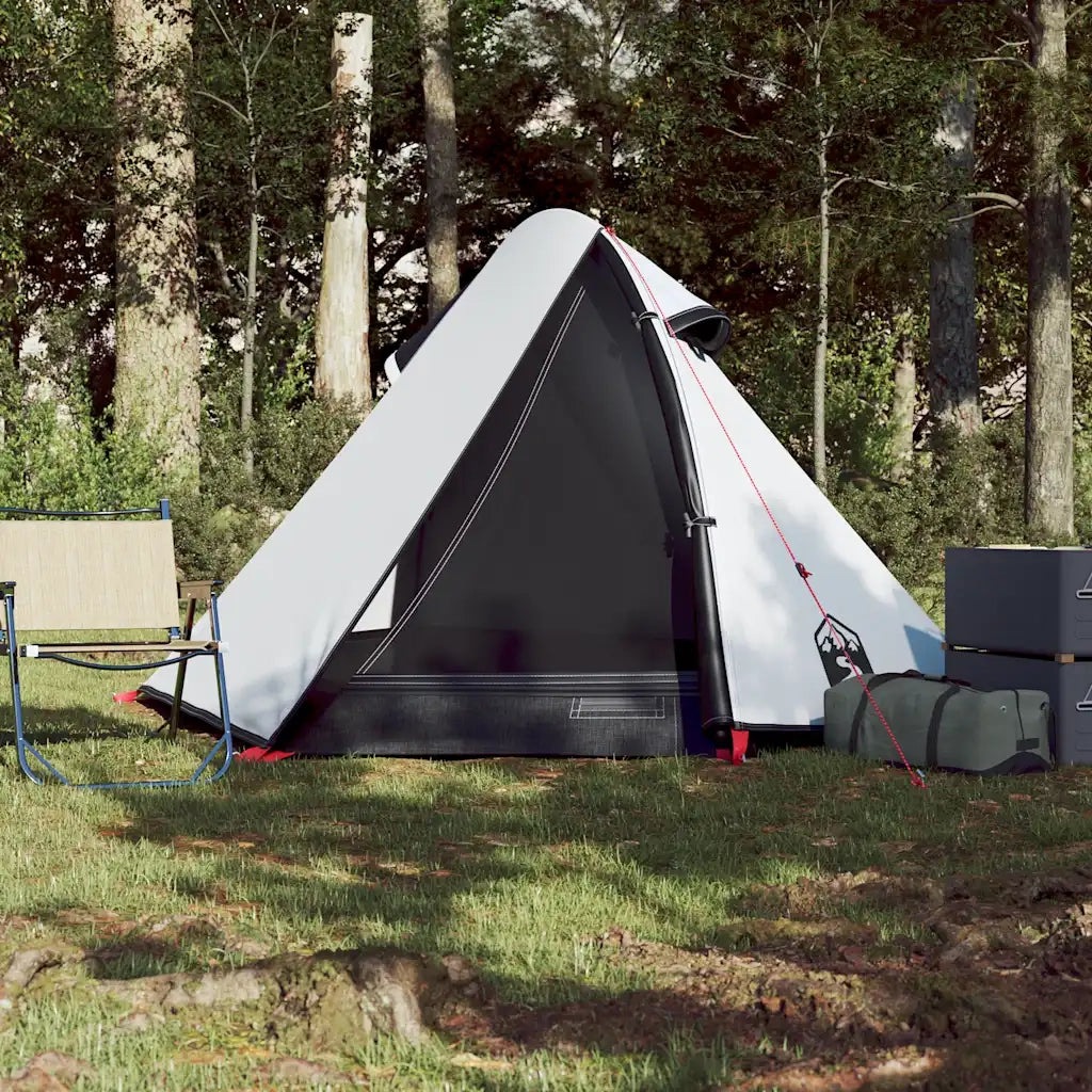 Tenda Campeggio a Cupola 2 Persone Bianca Tessuto Impermeabile 94322