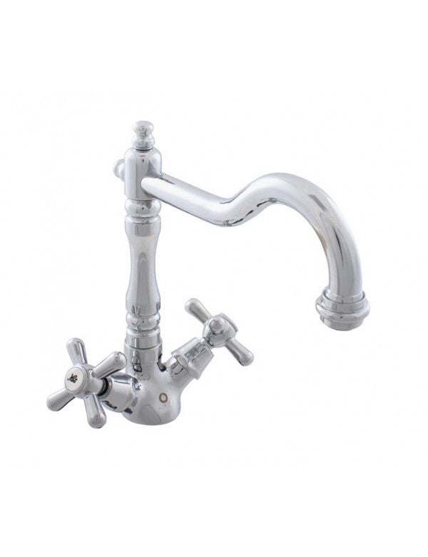 MORAVA RETRO miscelatore lavabo girevole in cromo senza sifone