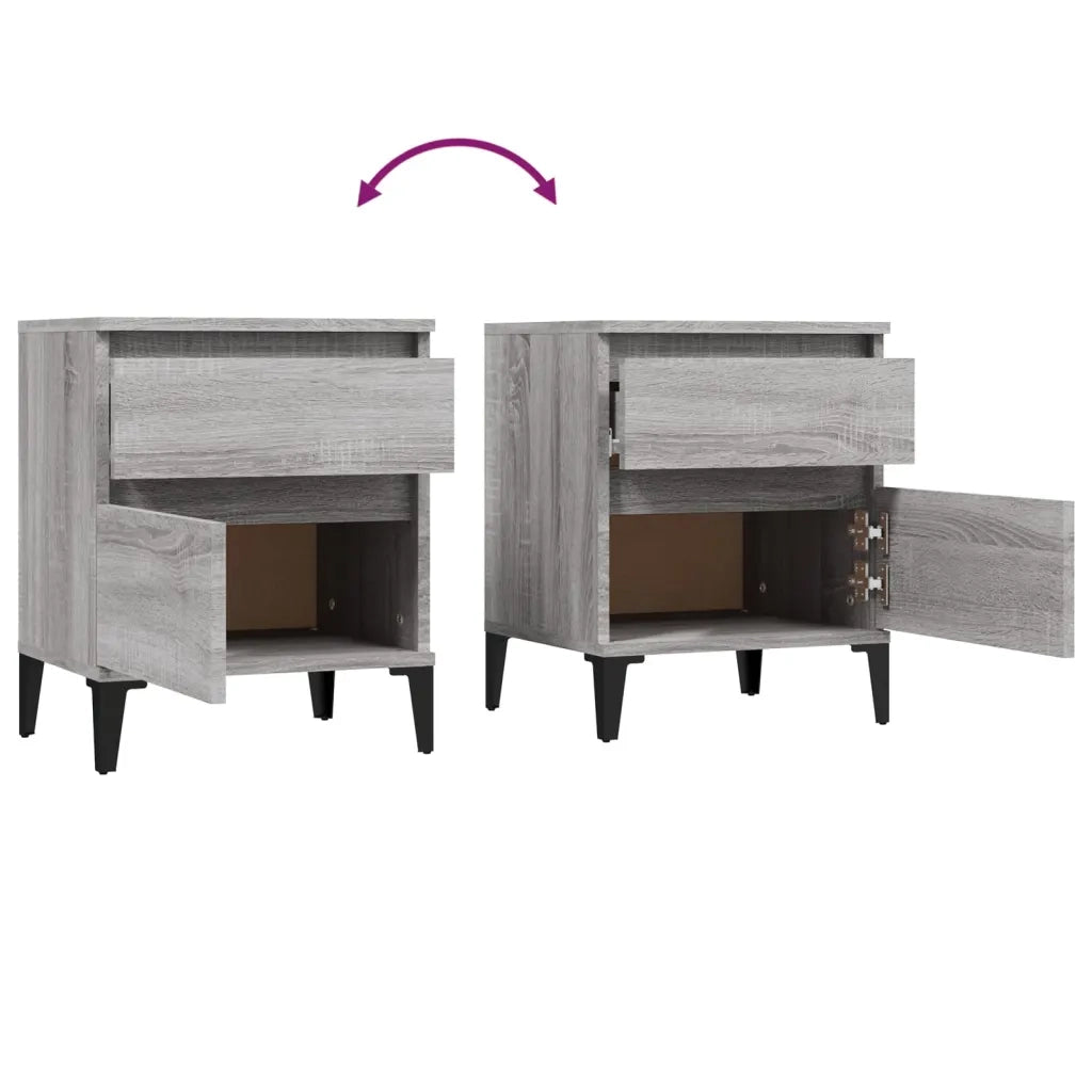 Comodino 2 pz-Set di 2 Tavolino da notte Grigio Sonoma 40x35x50 cm 815538