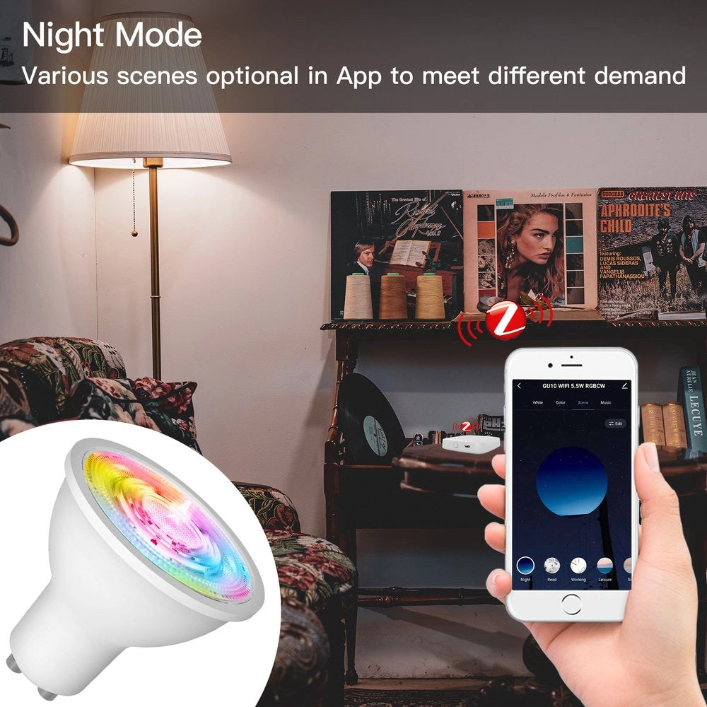 Lampada Led GU10, ZigBee 3.0, RGB+CW, TUYA, Smart Life, AC 90-250V, 50/60HZ, 5W, 50X55mm, IP20, SHZ61005