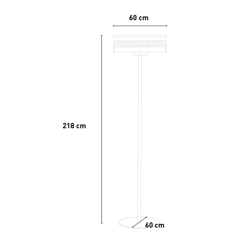 Stufa da Esterno Lampione Riscaldatore su Palo 218x60x60 cm 2000W Sined  Grigio