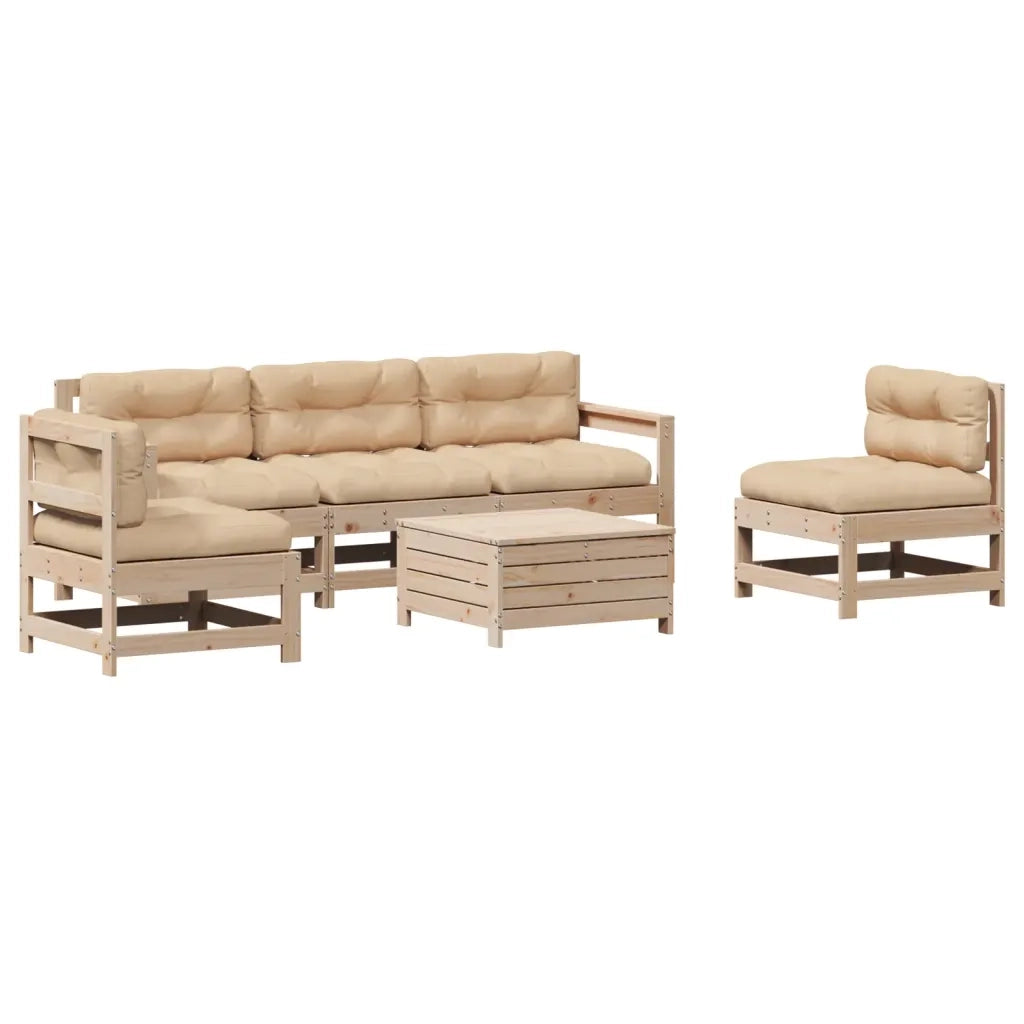 Set Divani Giardino 6 pz con Cuscini in Legno Massello di Pinocod mxl 116812
