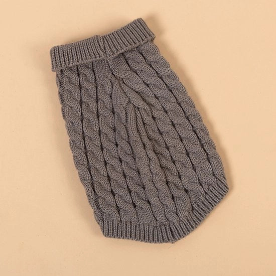 Abbigliamento per cani, maglia per cuccioli, abbigliamento in maglia per animali domestici, piccoli e medi cani, giacca invernale calda con collo alto per Chihuahua, maglia a cavo morbida - khaki - M, circonferenza pettorale 32 cm, lunghezza schiena 30 cm