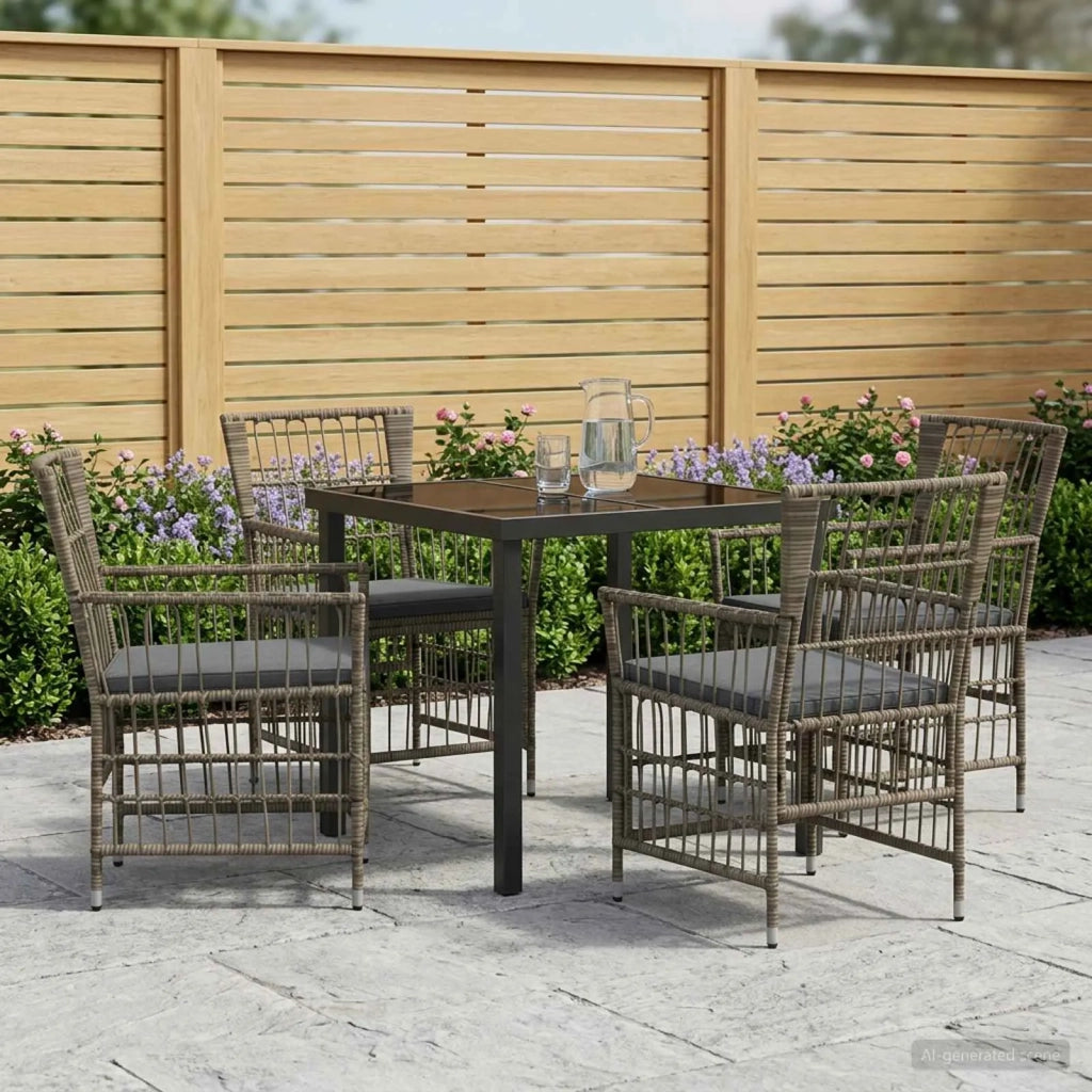 Set da pranzo per esterni 5 pz Grigio polyrattan 3448926