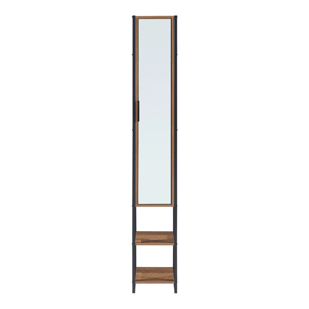 Mobile a Colonna Namsskogan per Bagno 160 x 24 x 30 cm Nero / effetto Legno Intarsiato color Noce [en.casa]