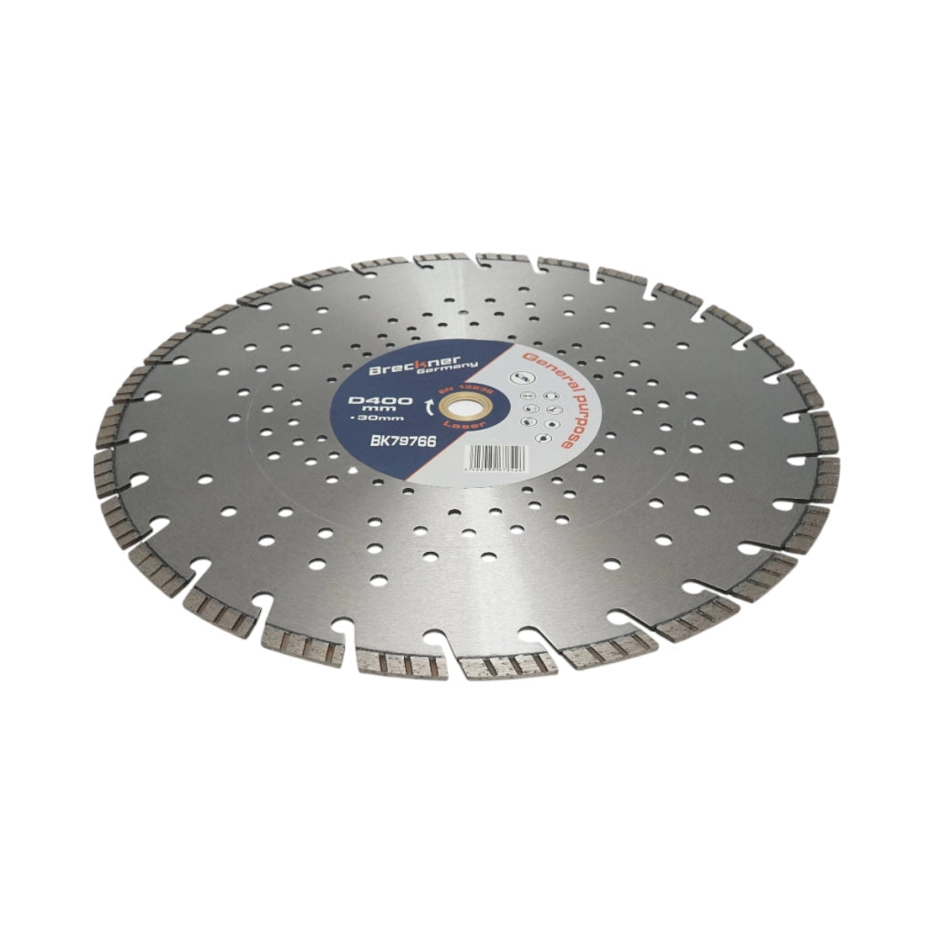 Disco diamantato turbo segmentato 400x30mm, segmento 10mm per cemento armato, pavimentazioni, archi, pietra dura Breckner Germany