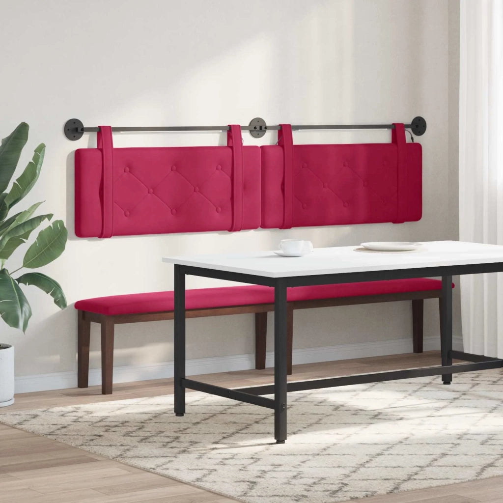 Testiera | Testata sospesa Con luce LED Rosso Vino Velluto