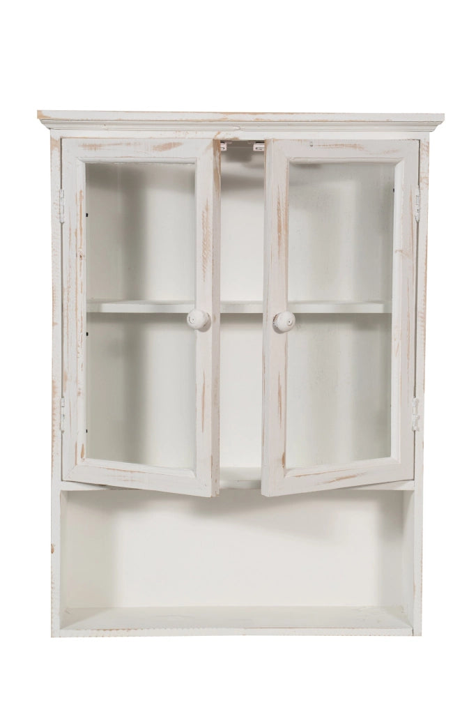 Biscottini VETRINETTA BACHECA IN LEGNO FINITURA BIANCA ANTICATA L48XPR12XH63 CM STILE SHABBY