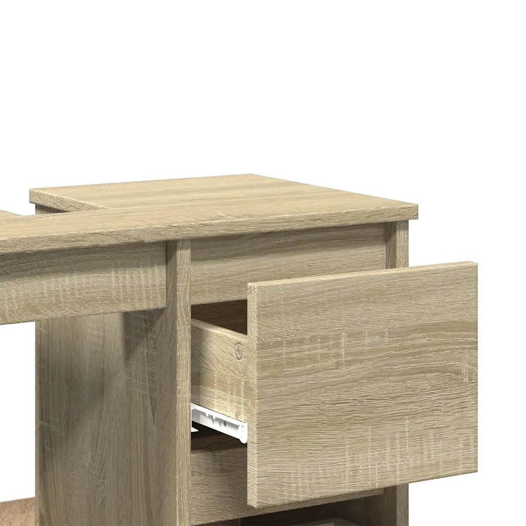 Mobile da bagno con cassetti dal design moderno 65 x 33 x 60 cm realizzato in legno ingegnerizzato di rovere Sonoma 02_0049507