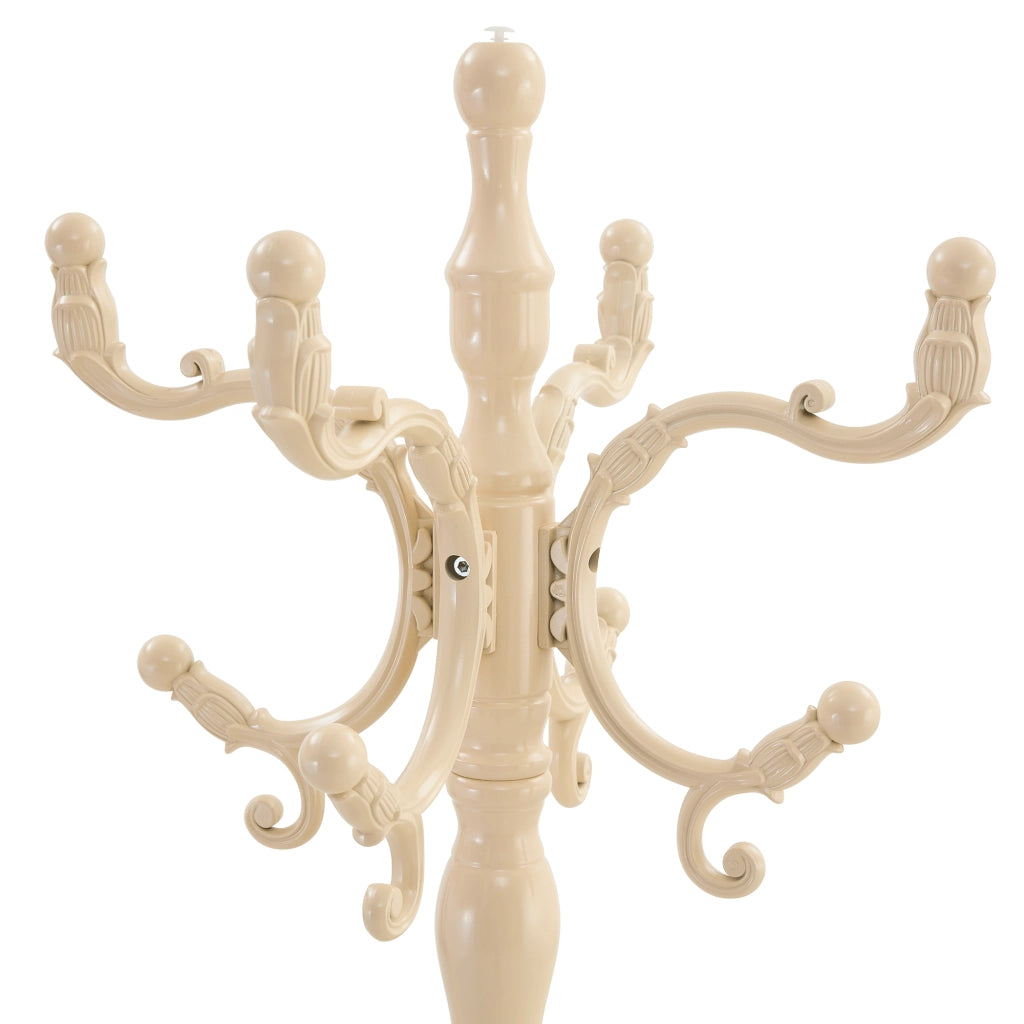 Appendiabiti da terra in legno massello crema bianco, design europeo con ganci multipli e base stabile