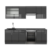 Cucina componibile Fame-Line Antracite lucido/Antracite 240 cm, PL Antracite Vicco