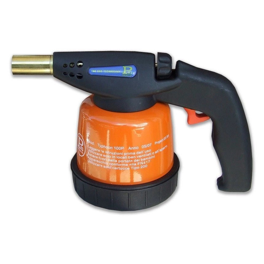 Project03 TYPHOON100P Saldatore a Gas con Accensione Piezoelettrica Corpo in Metallo Bruciatore 28 mm Cartuccia Standard 190 g