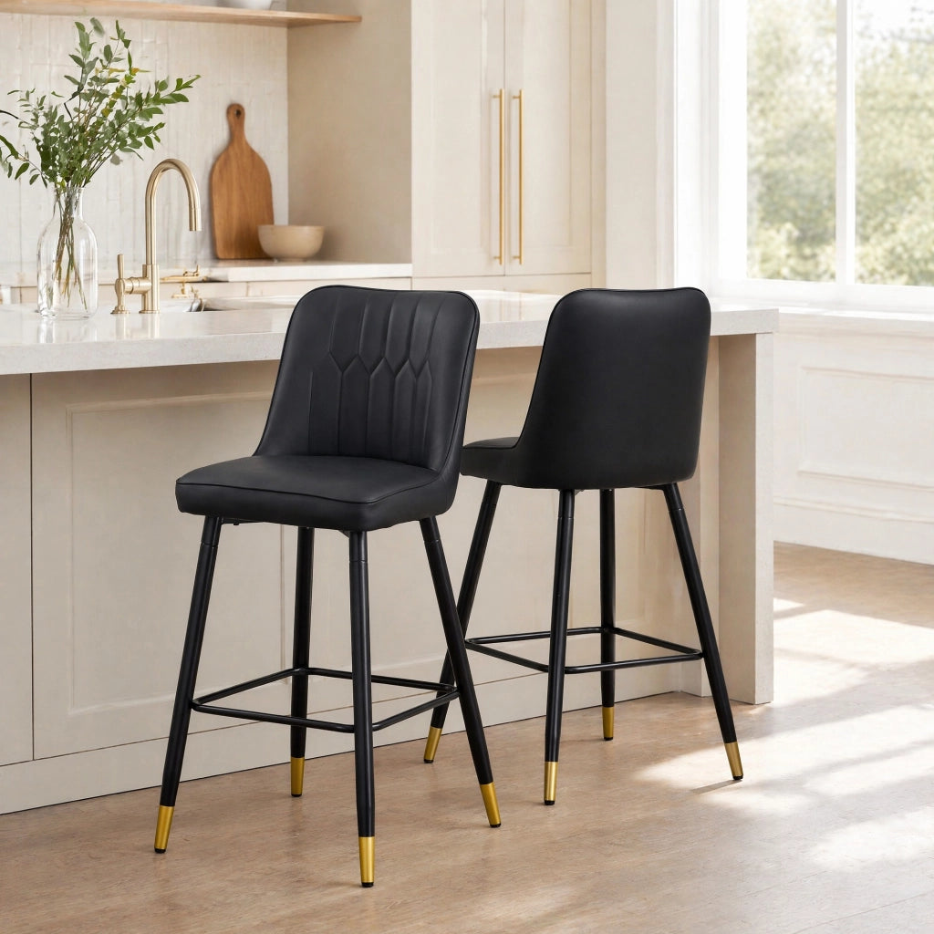 SGABELLI ALTI Set da 2 pezzi 100 cm PU nero e metallo