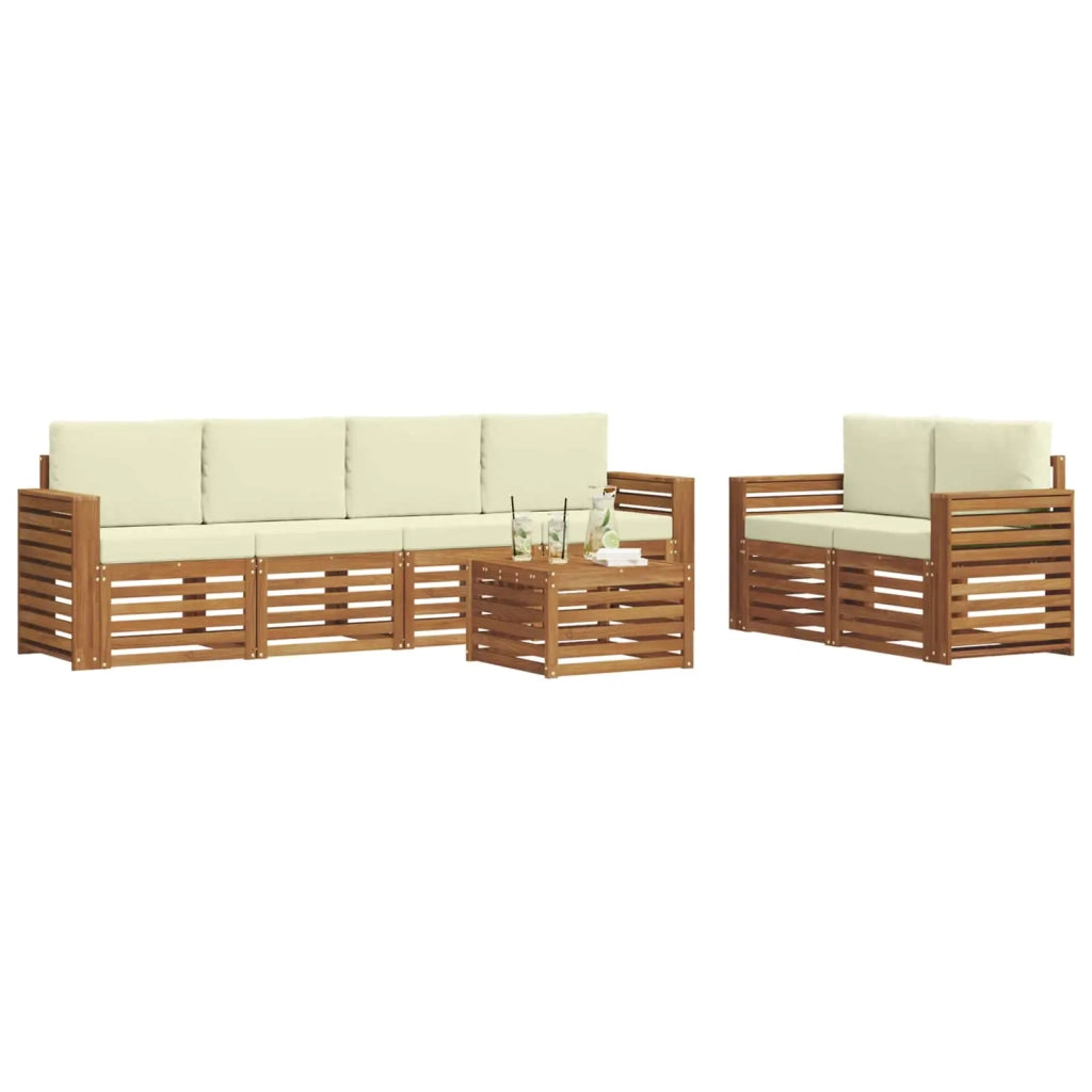 Set di divani da esterno 7 pz Naturale e Crema 3374415