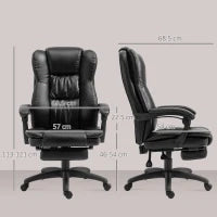Sedia da Ufficio ad Altezza Regolabile con 6 Punti Massaggianti, in Finta Pelle, 68.5x68.5x113-121 cm, Nera
