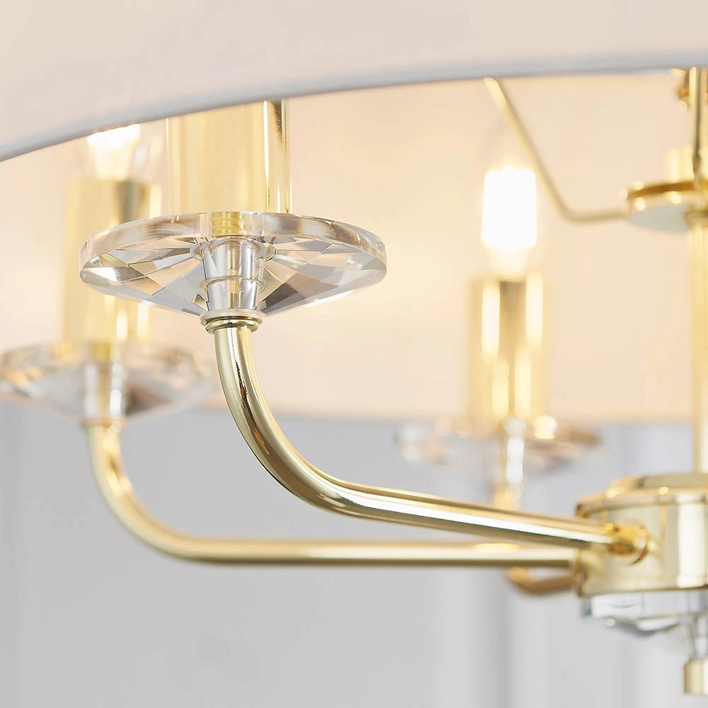 Lampadario 6 luci ottone paralume bianco E14 Nixon Endon