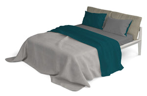 Set Lenzuola 1 Piazza e Mezzo Sopra Sotto e Federe Doubleface Verde Petrolio/Fumo