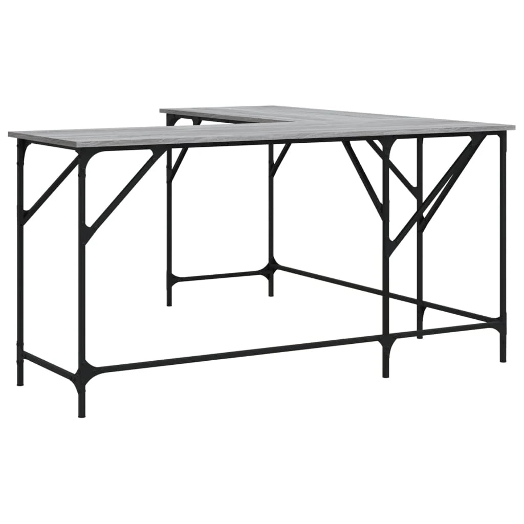 Scrivania Sonoma postazione computer mobile per computer scrivania da studio 149 x 149 x 75 cm legno ingegnerizzato grigio 02_0023962