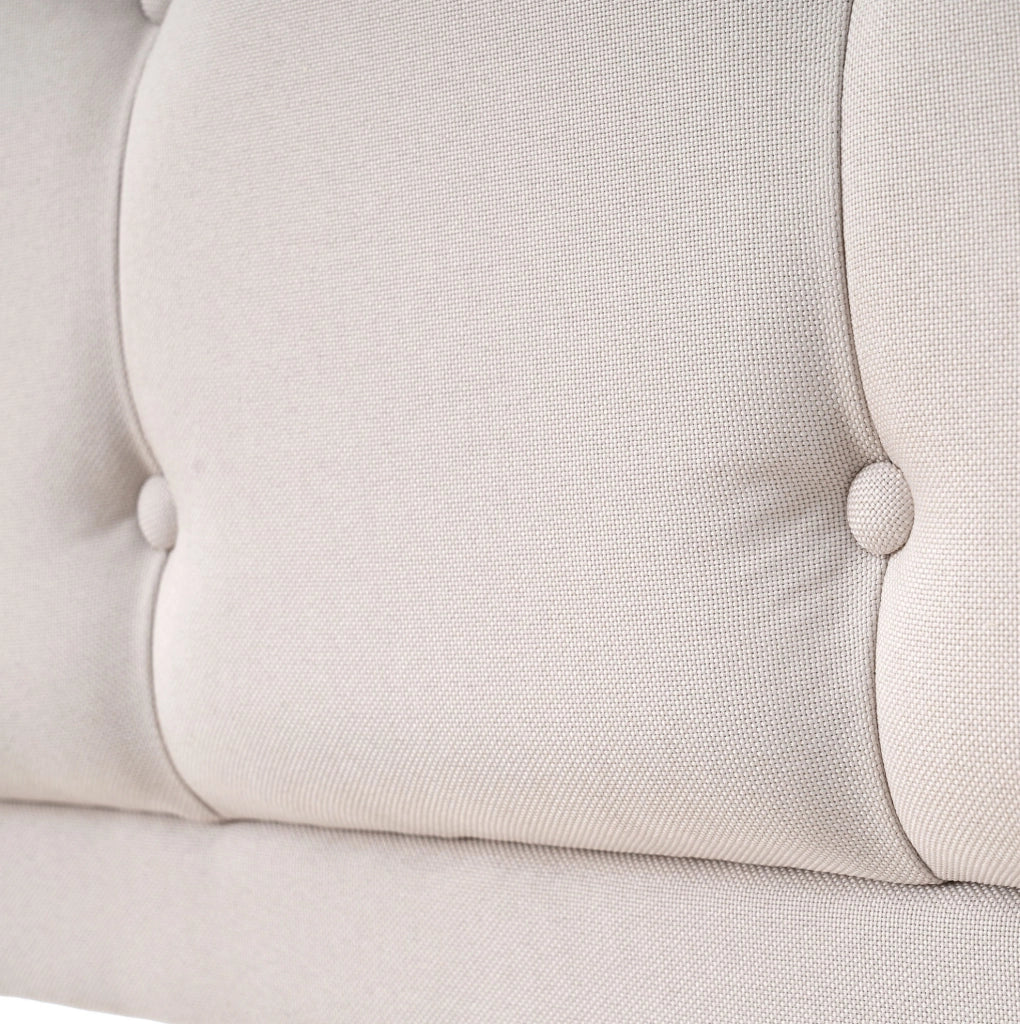 Letto matrimoniale imbottito 160x200 cm in lino beige con testiera regolabile; 4 cassetti e materasso
