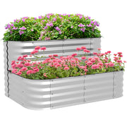 Hochbeet da giardino 2 piani in metallo ¨C zephmum ¨C 120x90x30cm colore argento