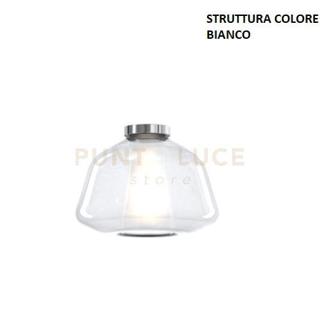 PLAFONIERA BIANCO VETRO ALPHA TRASPARENTE 1176BI-PL1 ALPHA-TR