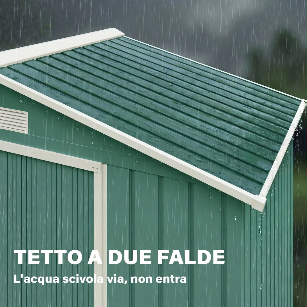 Casetta da Giardino ¨C Zephmum ¨C Verde, Lamiera, 213x130x185cm