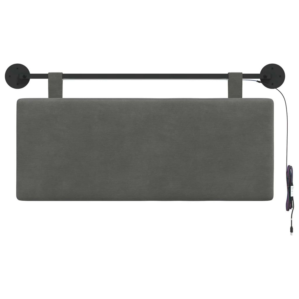 Testiera sospesa Con luce LED Grigio Scuro Tessuto in Cords 3424291