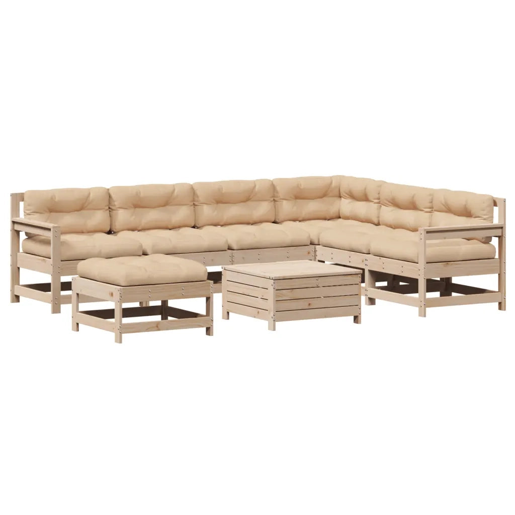 Set Salotto Giardino 8 pz Cuscini Antracite Legno Massello Pino