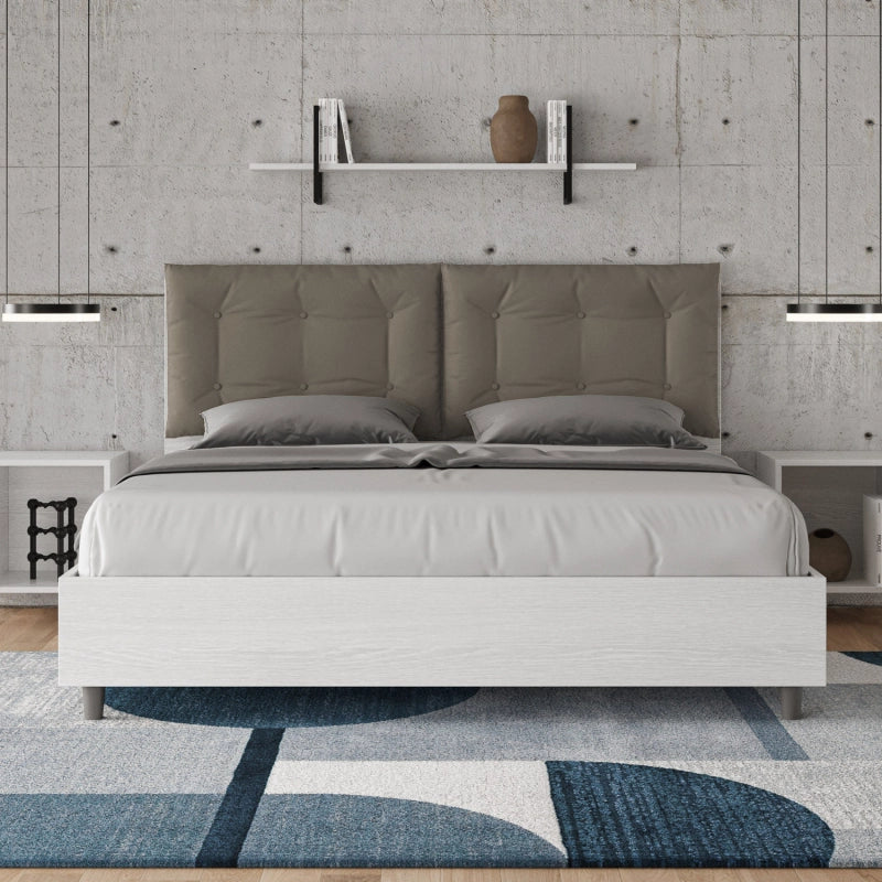 Letto Matrimoniale 160x200 cm cuscinatura Egos Annalisa - Similpelle,Cappuccino,Con rete