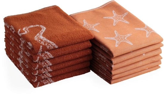Set di asciugamani da cucina e da tavola 12 pezzi - 100% cotone - 6x 50x70cm / 6x 50x50cm - Certificato Oeko-Tex - Assorbenti - Sostenibili - Asciugamani per asciugare