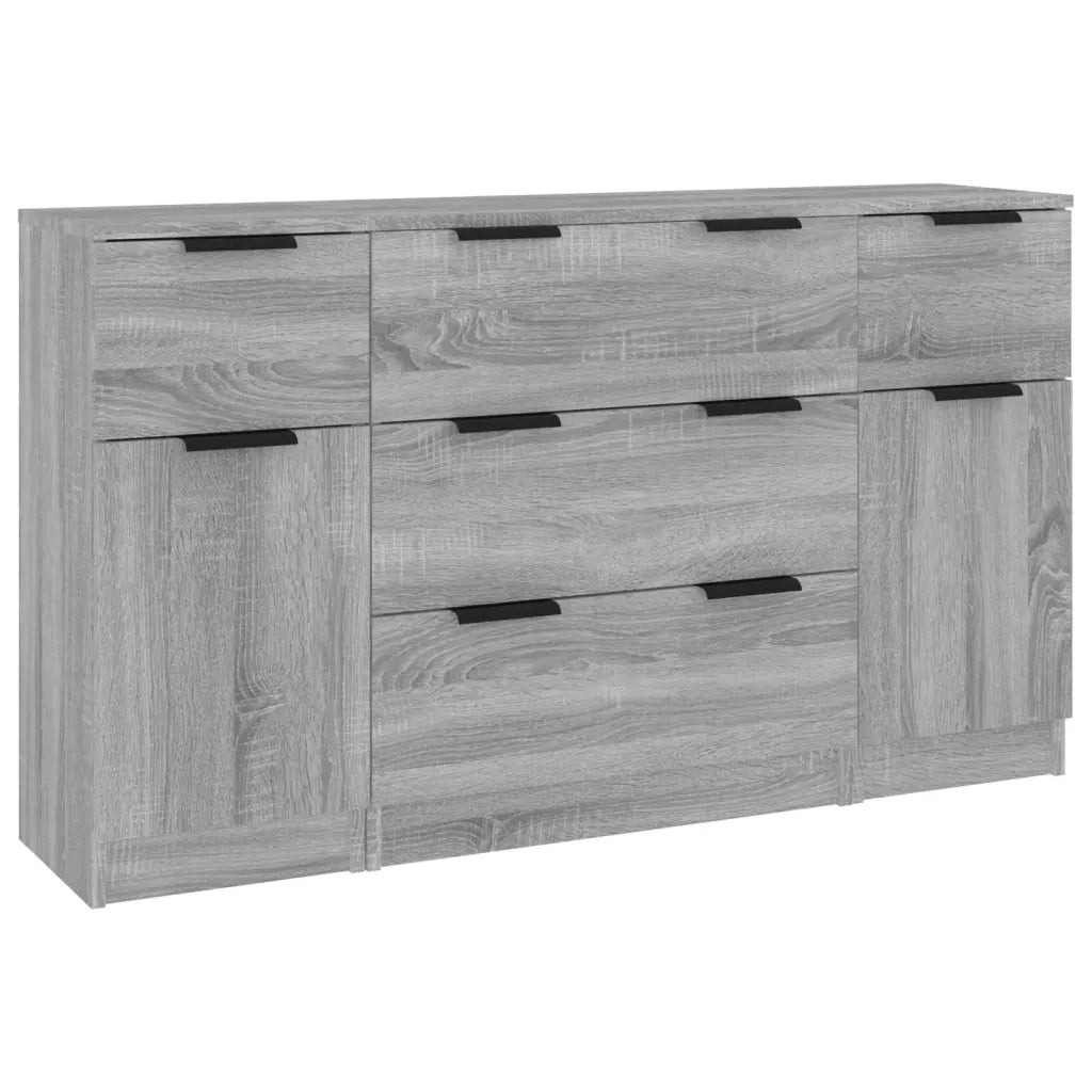 Set di Credenze 3 pz Grigio Sonoma in Legno Multistrato 3115826