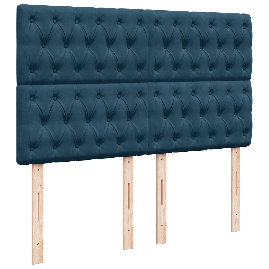 Giroletto a Molle con Materasso Blu 140x190 cm in Velluto