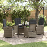 Set da Pranzo da Giardino 5 Pezzi con Cuscini Grigio Rattan Polietilene